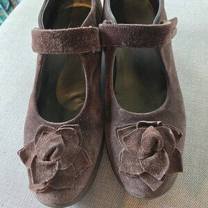 RUCOLINE Women's Italian Wedge Mary Jane Brown Suede 90's Vintage Comfort 10
